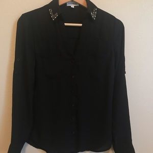 Express Studded Collar Portofino Shirt XS